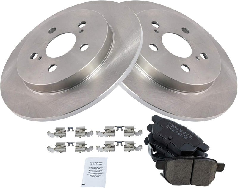 TRQ Rear Ceramic Brake Pad and Rotor Set Compatible with 14-19 Toyota Corolla 09-13 Matrix 10-13 Prius 12-13 Prius Plug-In 11-13 Lexus CT200h with 259mm Diameter Rear Rotors - Image 5