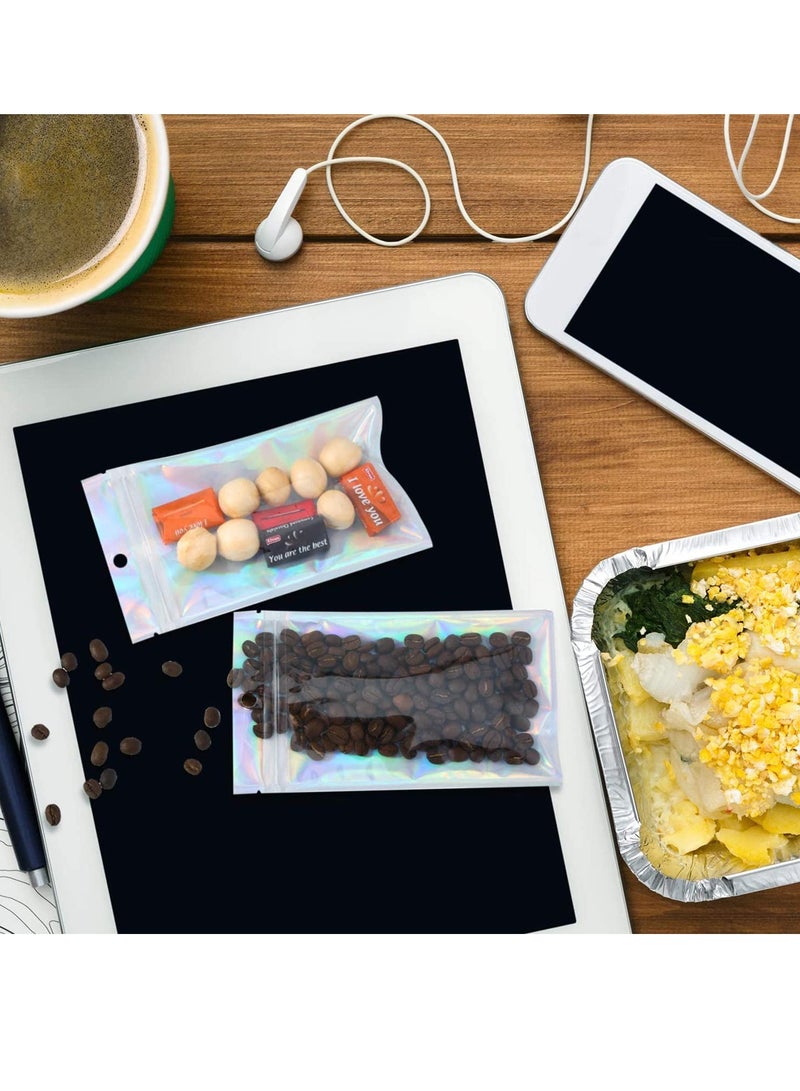 SOLARAE Resealable Smell Proof Bags Mylar Bags Aluminum Foil Pouch Bag Holographic Flat Foil Bags for Favor Food Storage Gift Package Supplies 200 Packs 7.5 x 12 cm - Image 5