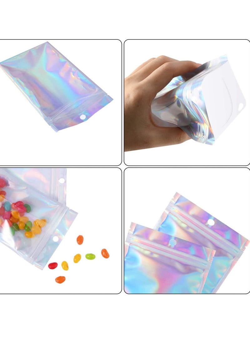 SOLARAE Resealable Smell Proof Bags Mylar Bags Aluminum Foil Pouch Bag Holographic Flat Foil Bags for Favor Food Storage Gift Package Supplies 200 Packs 7.5 x 12 cm - Image 3