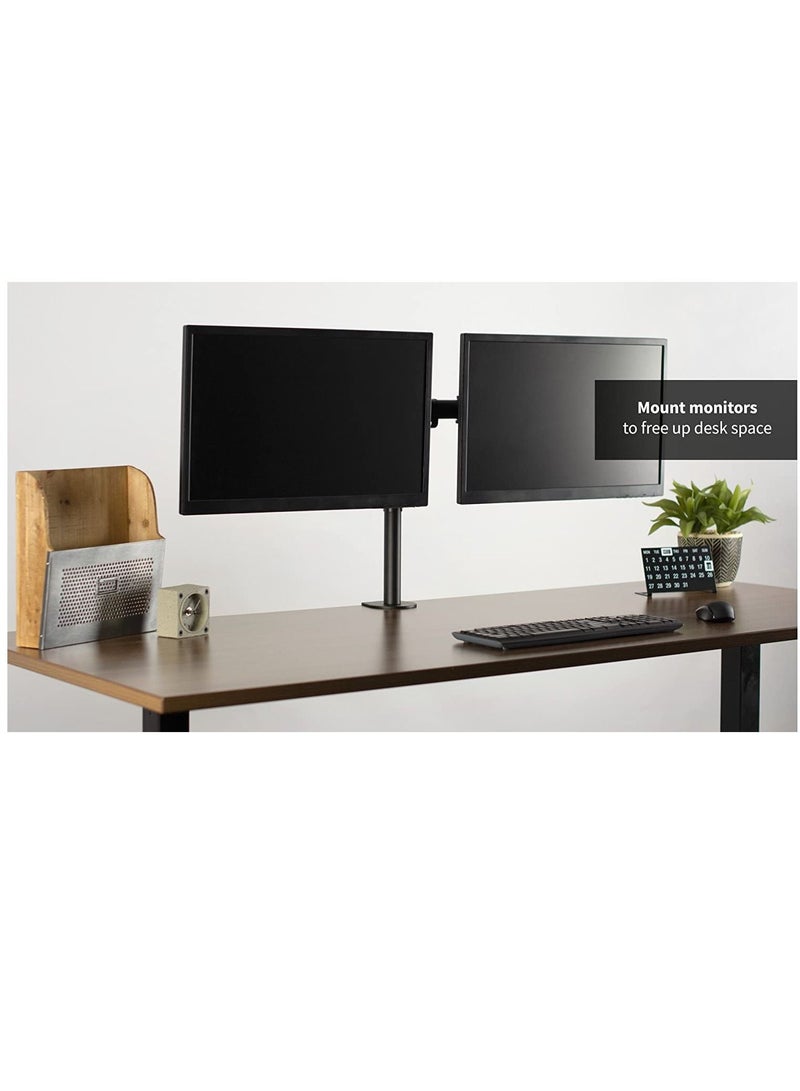 Dual Monitor Arms Fully Adjustable Desk Mount/Articulating Stand for 2 LCD LED Screens up to 27” - Image 4