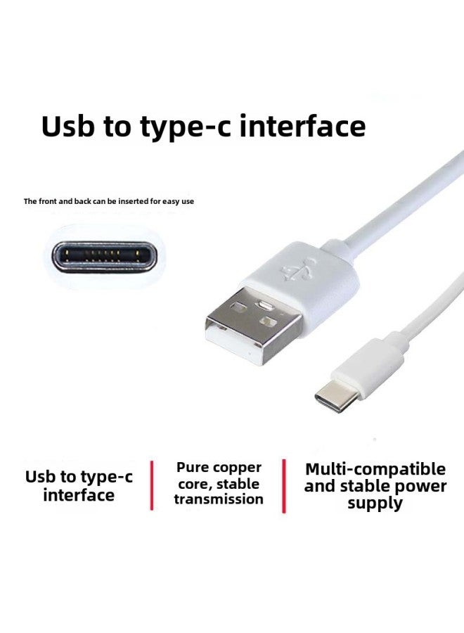 Type-C Data Cable V8 Is Suitable For Huawei USB Fast Charging Mobile Phone 2A Bluetooth Headset Small Fan Charging Cable-Color:Type-c 2m 2a National Standard Copper White - Image 4