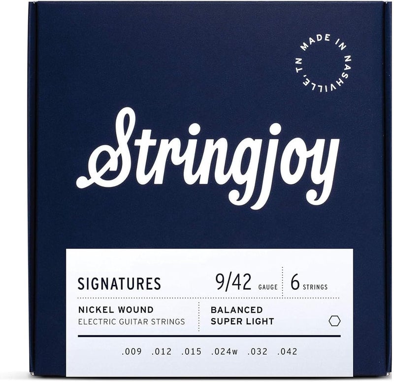 Stringjoy BAL9 Signatures Nickel Wound Guitar Strings, 9-42 Super Light Gauge, Electric Guitar Strings for Enhanced Tone, Guitar Strings Electric 6 String Set - Image 1