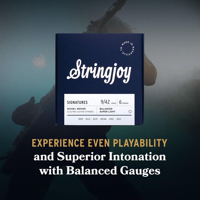 Stringjoy BAL9 Signatures Nickel Wound Guitar Strings, 9-42 Super Light Gauge, Electric Guitar Strings for Enhanced Tone, Guitar Strings Electric 6 String Set - Image 3