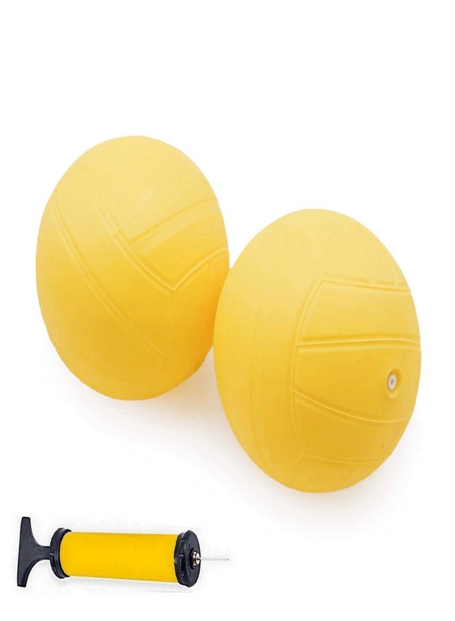 Aolowewin Spike Replacement Balls, Roundnet Game Extra Balls, for Playground, Water Pool Lawn Beach, Yellow 3.5-inch (2-Pack Balls with Pump) - Image 1