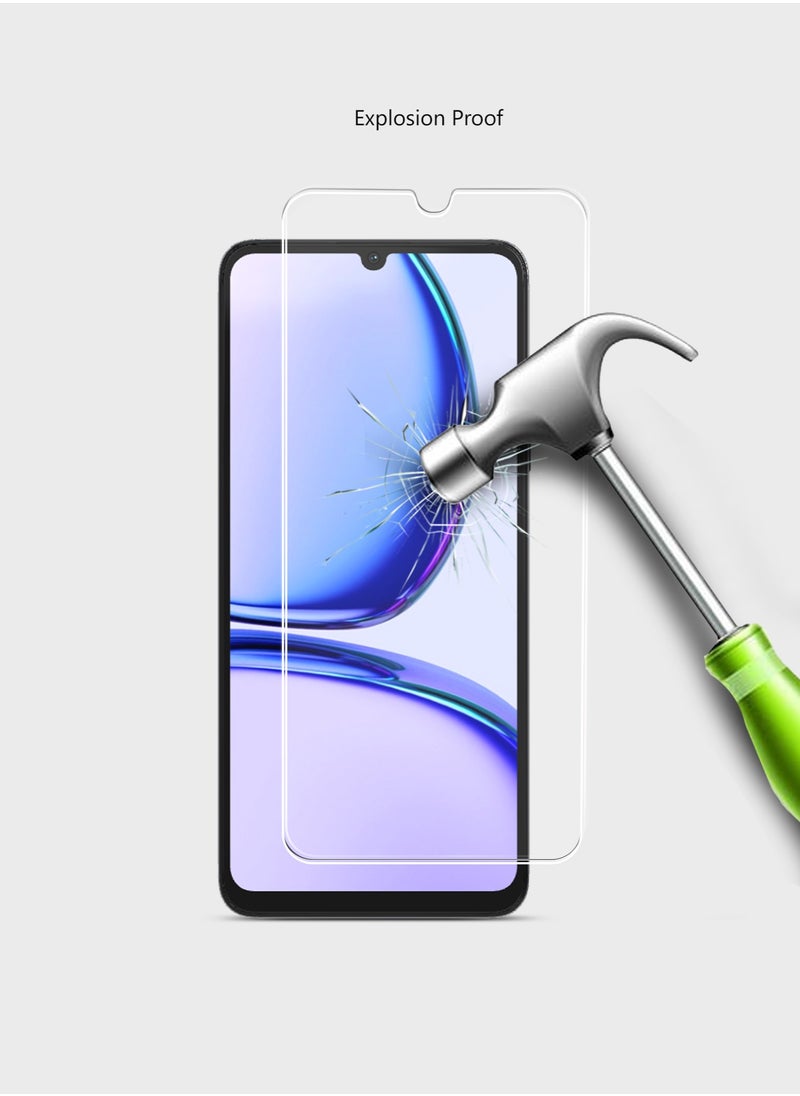 Techie - HD Tempered Glass Screen Protector for Realme C51 - Anti Reflection Anti Bubbles 9H Hardness 0.33 mm Rounded Edges Easy Installation - Image 1