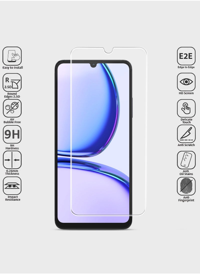 Techie - HD Tempered Glass Screen Protector for Realme C51 - Anti Reflection Anti Bubbles 9H Hardness 0.33 mm Rounded Edges Easy Installation - Image 1