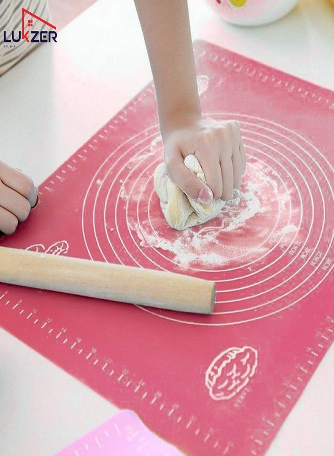 Lukzer 1PC Red Silicone Baking Mat – Non-Stick Anti Slip Dough Rolling Mat with Measurement Guides | BPA-Free, Reusable & Waterproof | Ideal for Chapati, Roti, Pizza, Fondant Bread (50x40cm) CH-198-1 - Image 4