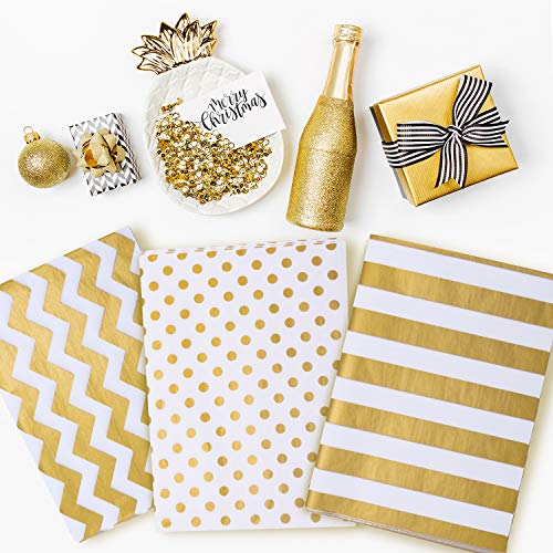 Whaline Metallic Tissue Paper 20 x 28 Big Size Gift Wrap Paper Bulk Gift Wrapping Accessory Wrap for Christmas Birthday DIY and Craft Gift Bags Gold - Image 5
