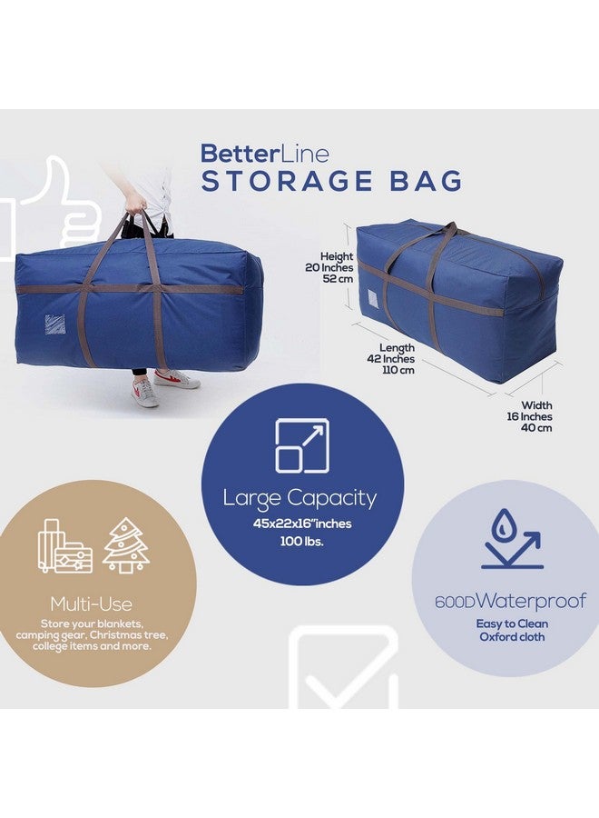 BETTERLINE 2 Pack Blue Large Duffel Bag for Traveling - Heavy-Duty 600D Polyester, Waterproof with Reinforced Handles, Holds 100 lbs - Premium Quality Duffle Bag Perfect for Travel & Storage - 42" x 16" x 20" In - Image 2