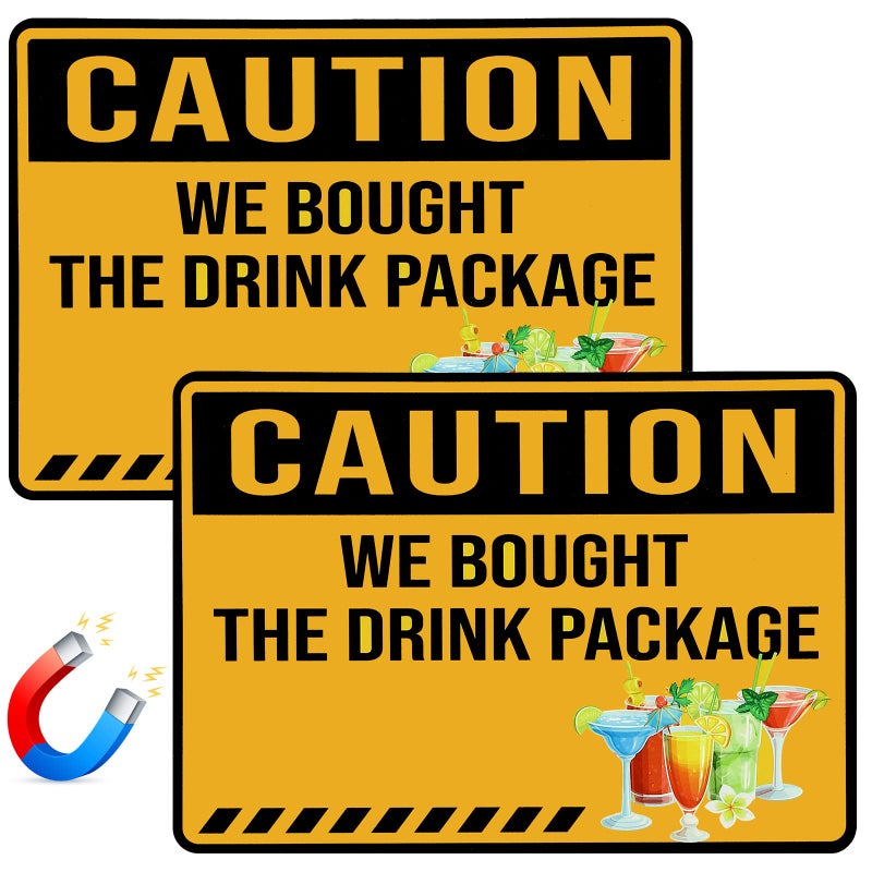 LEIFIDE 2 Pcs Cruise Door Magnets Decorations Large Caution Sign Funny Cabin Stickers for Carnival Cruise Door Stateroom Refrigerator Decor