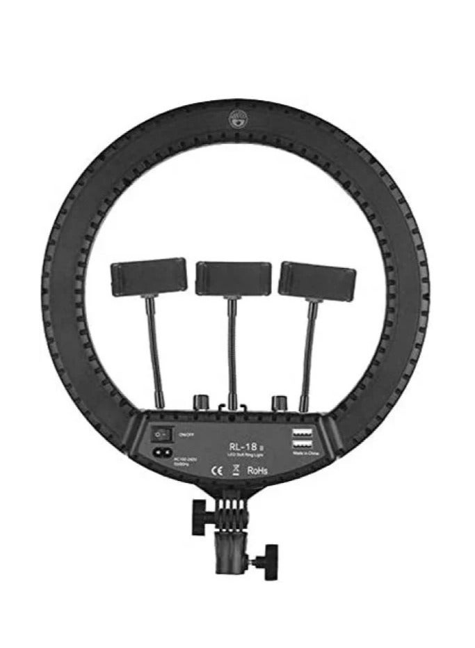 Professional RL-18 LED Ring Light with 3 Phone Holders – Enhance Your Videos & Photos - Image 3