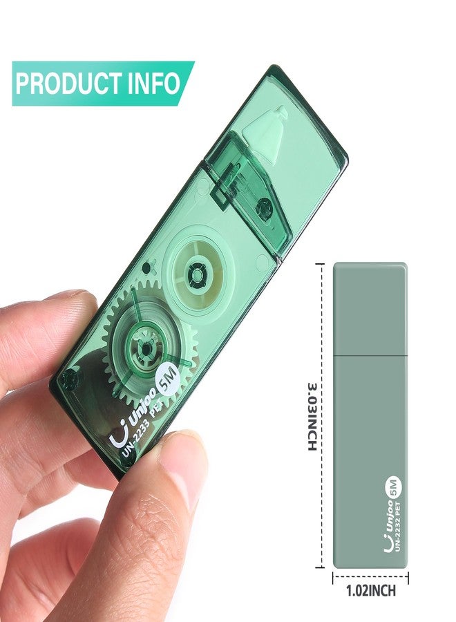 Unjoo Whiteout Correction Tape, Easy To Use Applicator for Instant Corrections Correct Wrong Writing At Any Time, For school, Office (Gradient Green, 5M/196" x 0.2",12pack) - Image 3