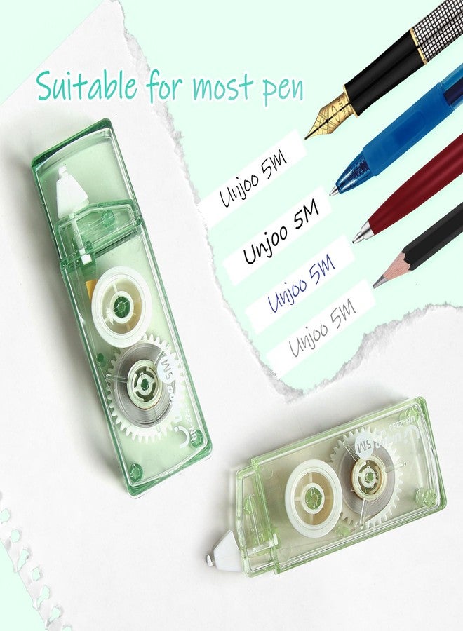Unjoo Whiteout Correction Tape, Easy To Use Applicator for Instant Corrections Correct Wrong Writing At Any Time, For school, Office (Gradient Green, 5M/196" x 0.2",12pack) - Image 5