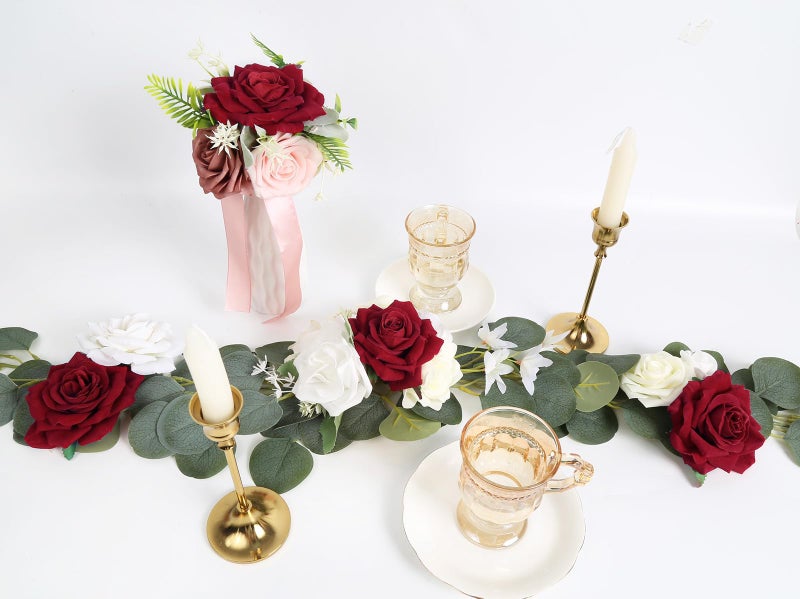INSUNSIX Artificial Velvet Flowers - 4.3" Red Roses, 16pcs Fake Roses Heads for Wedding Bridal Bouquets, Flower Wall Arrangements, Artificial Centerpiece - Image 4