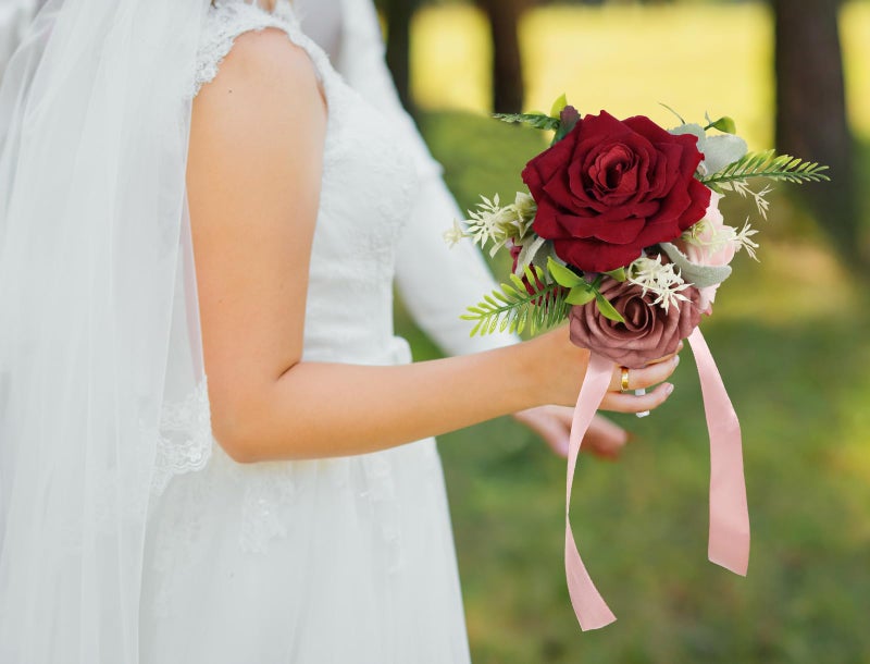 INSUNSIX Artificial Velvet Flowers - 4.3" Red Roses, 16pcs Fake Roses Heads for Wedding Bridal Bouquets, Flower Wall Arrangements, Artificial Centerpiece - Image 5