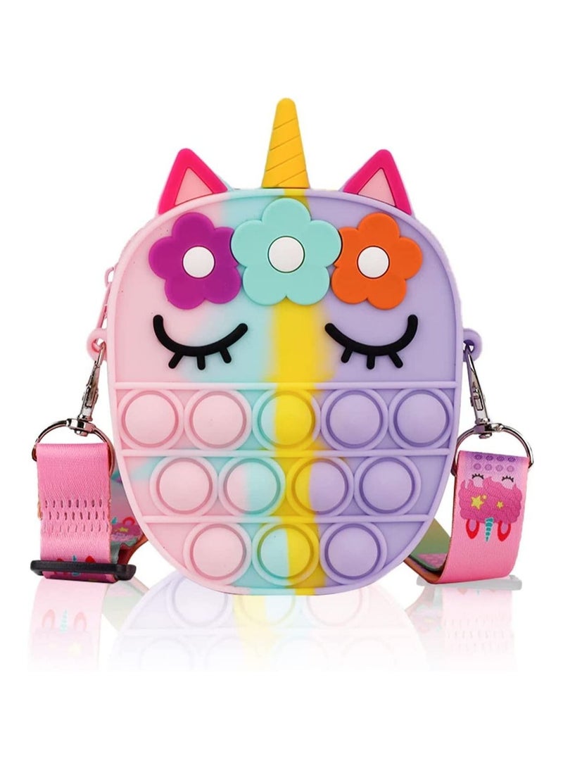 GGEROU Pop Purse Unicorn for Girls, Pop On Its Fidget Purse Shoulder Bag Best Gift, Push Bubble Popit New Year Present Handbag Crossbody Bag - Image 1