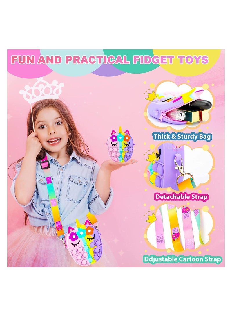 GGEROU Pop Purse Unicorn for Girls, Pop On Its Fidget Purse Shoulder Bag Best Gift, Push Bubble Popit New Year Present Handbag Crossbody Bag - Image 3