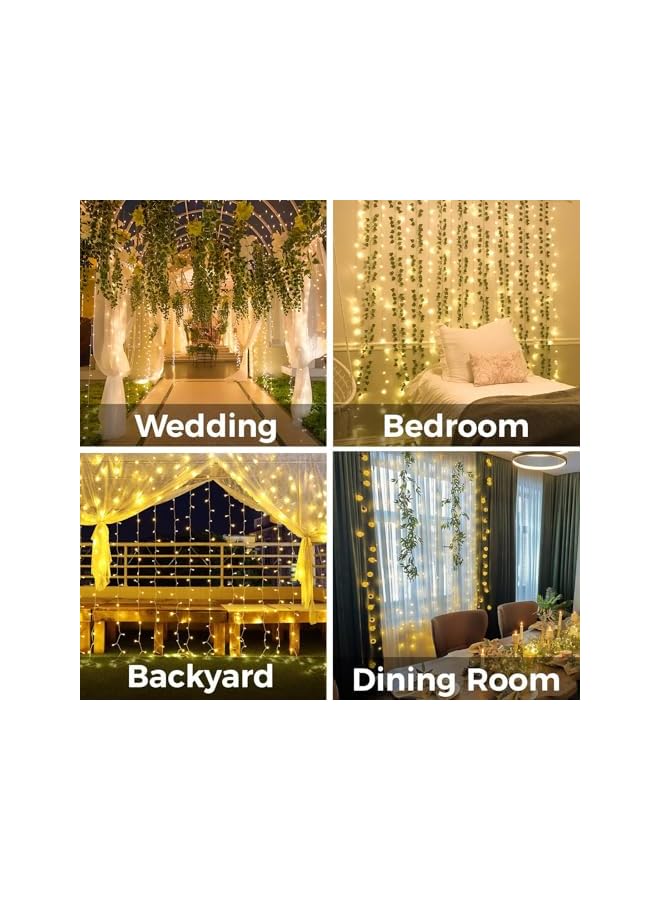 The Bros Curtain Lights for Bedroom, 200 Led Hanging String Lights Outdoor, Fairy Curtain Lights Indoor for Christmas, Dorm, Wall, Backdrop, Window, Wedding, Party, Brithday Decor, Warm White  - Image 5