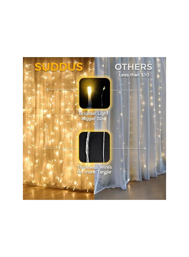 The Bros Curtain Lights for Bedroom, 200 Led Hanging String Lights Outdoor, Fairy Curtain Lights Indoor for Christmas, Dorm, Wall, Backdrop, Window, Wedding, Party, Brithday Decor, Warm White  - Image 4