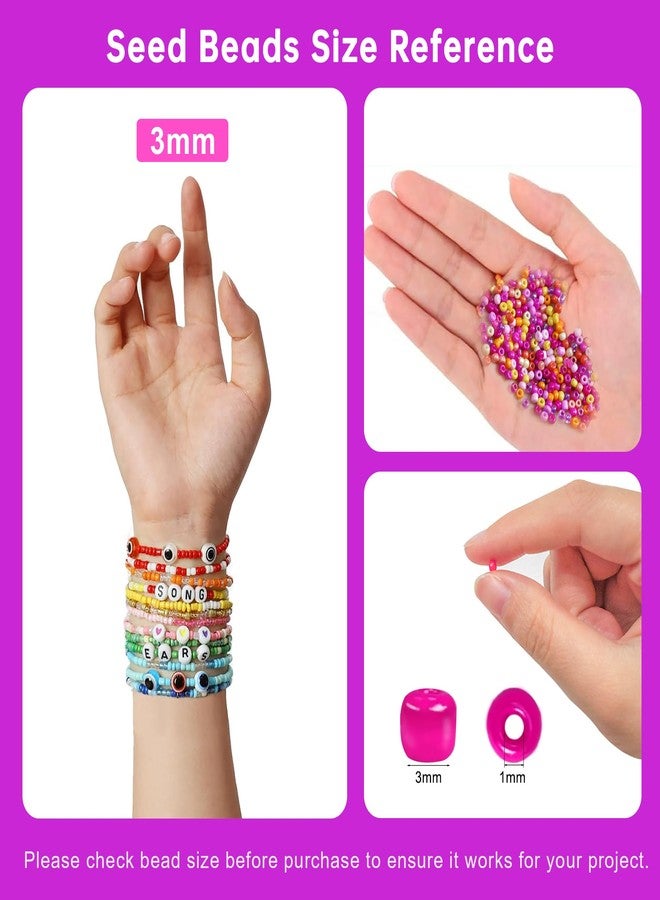 Redtwo 3mm 45000pcs Glass Seed Beads Kit, 7 Boxes 144 Colors Small Beads for Bracelets, Friendship Bracelet Kit with Charms and Letters - Image 5