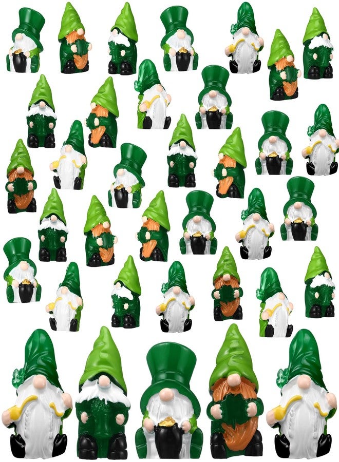 WinnerWhy 40 Pcs St. Patrick's Day Mini Resin Gnomes Shamrock Gnomes Figurine Irish Lucky Tiny Resin Statues Miniature Figurine Tiered Tray Table Decor for Indoor Outdoor Landscape - Image 1