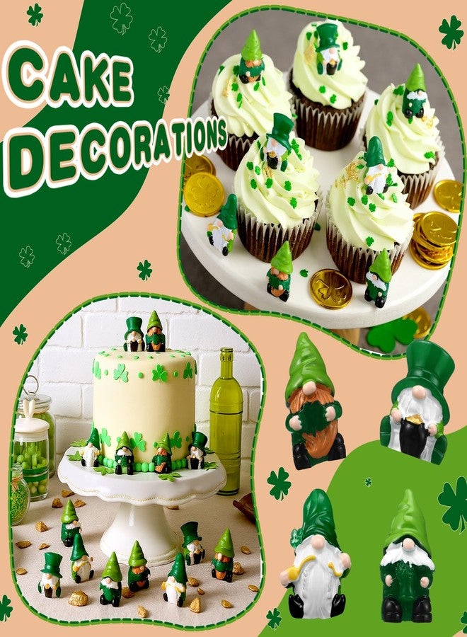 WinnerWhy 40 Pcs St. Patrick's Day Mini Resin Gnomes Shamrock Gnomes Figurine Irish Lucky Tiny Resin Statues Miniature Figurine Tiered Tray Table Decor for Indoor Outdoor Landscape - Image 5