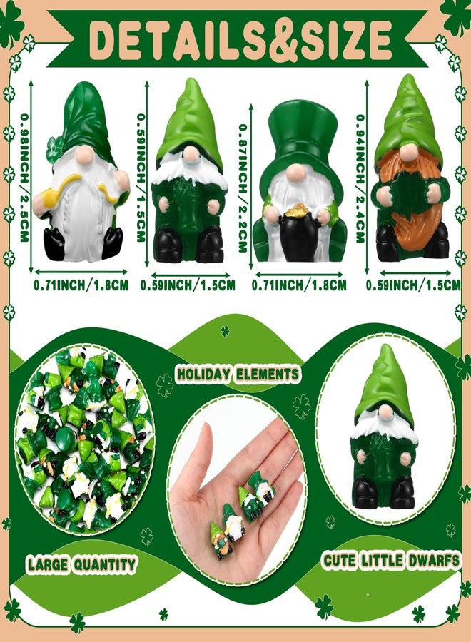 WinnerWhy 40 Pcs St. Patrick's Day Mini Resin Gnomes Shamrock Gnomes Figurine Irish Lucky Tiny Resin Statues Miniature Figurine Tiered Tray Table Decor for Indoor Outdoor Landscape - Image 2