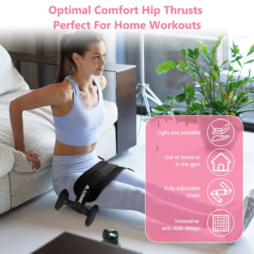 Flintronic Exercise Hip Thrust Belt Glute Trainer Adjustable Hip Thrust Belt with Extra Padding for Dumbbells Kettlebells Gym Fitness Bodybuilding Weightlifting Pink - Image 3