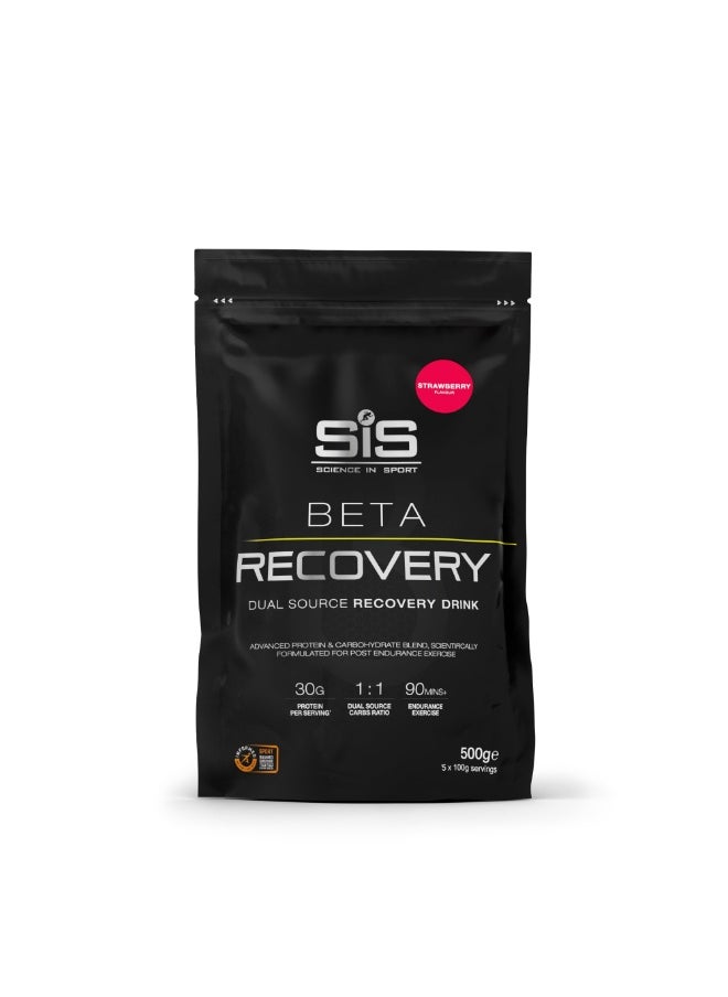 SIS BETA Recovery Dual Source Recovery Drink | Strawberry Flavour, 30g Protein per Serving, 500g  - Image 1