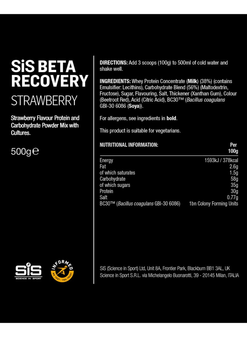 SIS Beta Recovery | 30g Protein | 60g Carbohydrate | 3g Leucine | Post Workout Recovery | Dual Source Protein & Carbohydrate Recovery Drink | Strawberry Flavour | 5 Servings | 500g - Image 5