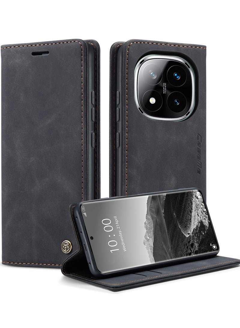 CaseMe For Xiaomi Redmi Note 14 Pro+ Cover, Magnetic Adsorption Full Body Shockproof Protective 14 Pro Plus Flip Cover, PU Leather Hidden Stand Wallet Case - Image 1