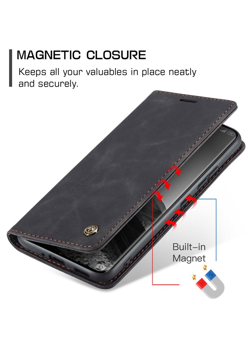 CaseMe For Xiaomi Redmi Note 14 Pro+ Cover, Magnetic Adsorption Full Body Shockproof Protective 14 Pro Plus Flip Cover, PU Leather Hidden Stand Wallet Case - Image 3