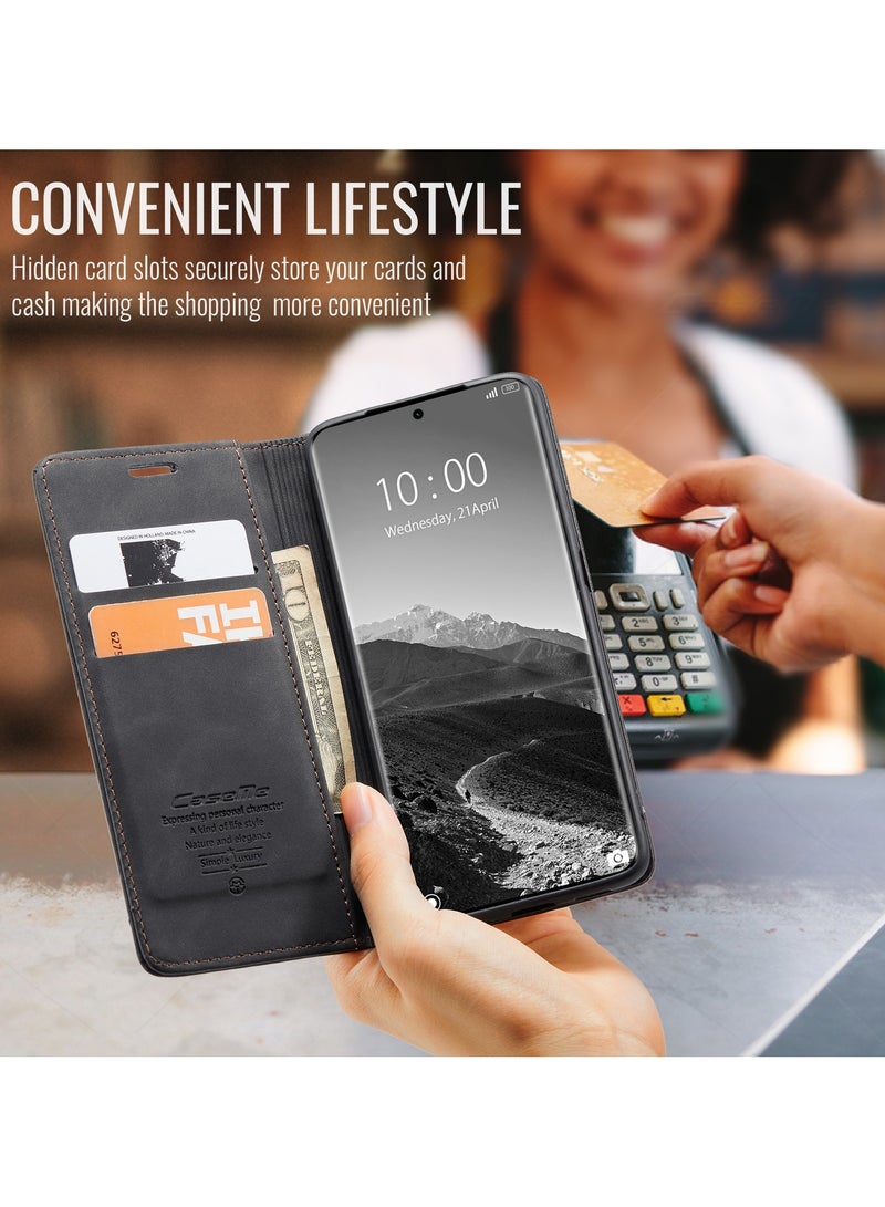 CaseMe For Xiaomi Redmi Note 14 Pro+ Cover, Magnetic Adsorption Full Body Shockproof Protective 14 Pro Plus Flip Cover, PU Leather Hidden Stand Wallet Case - Image 4