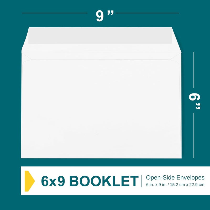 EnDoc 6x9 Booklet Envelopes - 50 pack - Mailing Envelopes with Gummed Seal - White Letter Envelopes Open-Side 6x9 Envelopes - 28 lb Heavy Duty Paper Plain Envelopes for Catalogs, Business, Booklets - Image 3