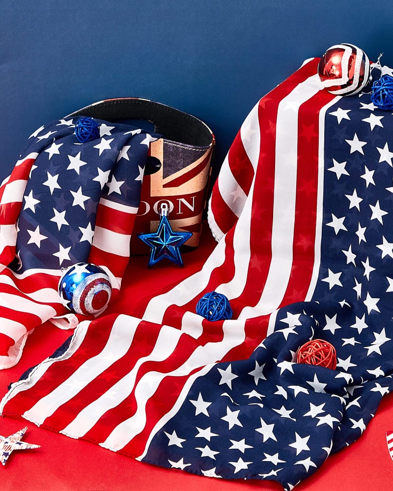 Tarpop 2 Pcs Patriotic Scarf Veterans Day Red White Blue Scarf Election Day Scarves Flag Shawl for Women Independence Day(Classic) - Image 3