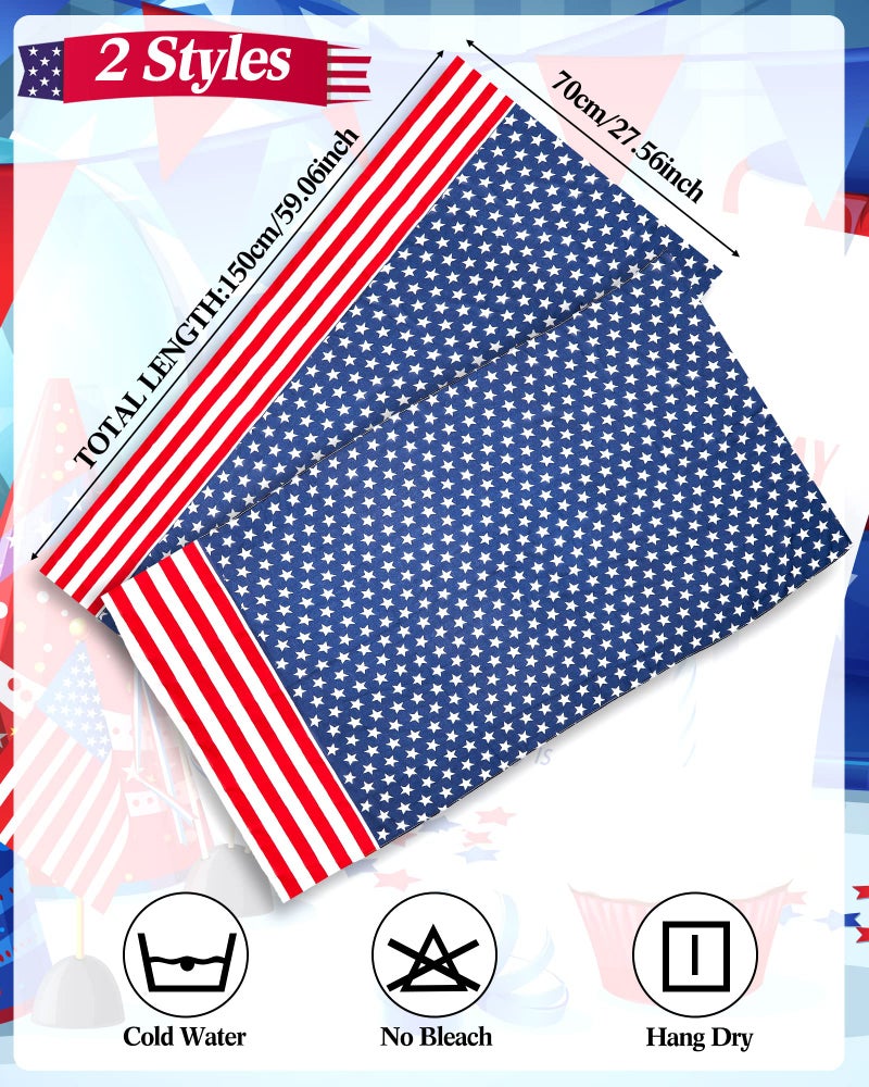 Tarpop 2 Pcs Patriotic Scarf Veterans Day Red White Blue Scarf Election Day Scarves Flag Shawl for Women Independence Day(Classic) - Image 2