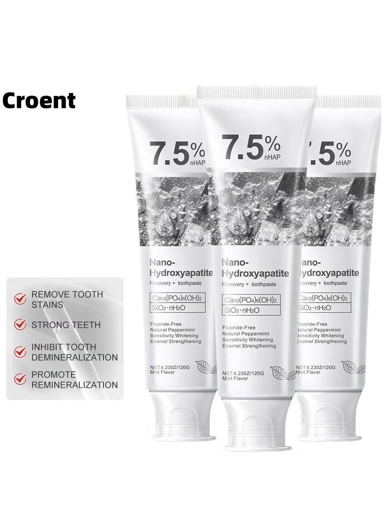 Hydroxyapatite Toothpaste for Advanced Enamel Protection, Gentle and Effective Formula, Fluoride-Free Toothpaste for Sensitive Teeth, 4.23oz*3BOX - Image 1
