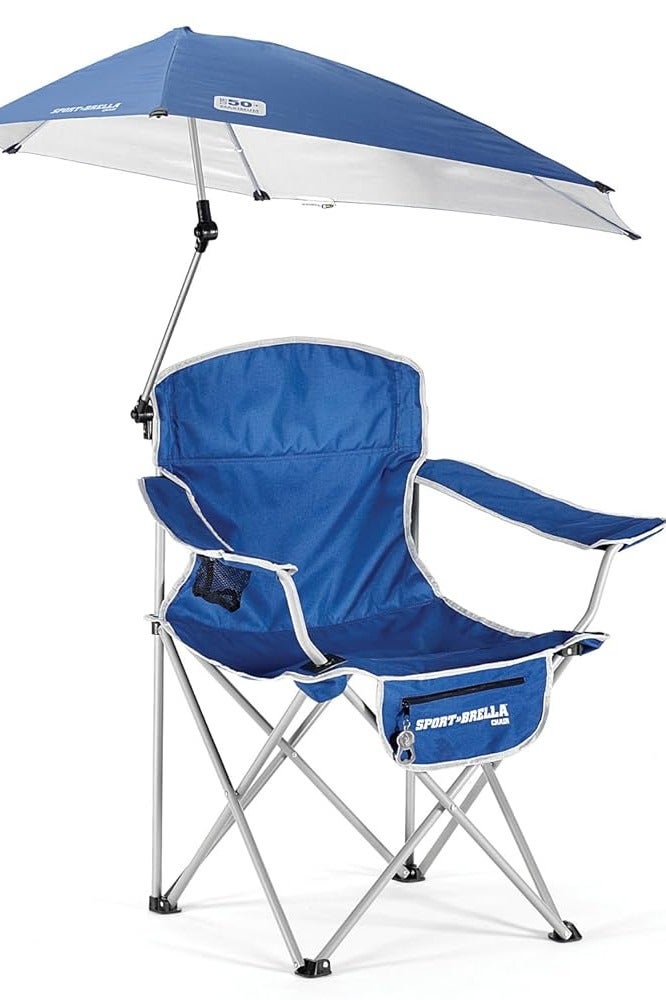 SKLZ Sport-Brella Chair – Blue (Portable Folding Chair with 360° Sun Umbrella) - Image 1