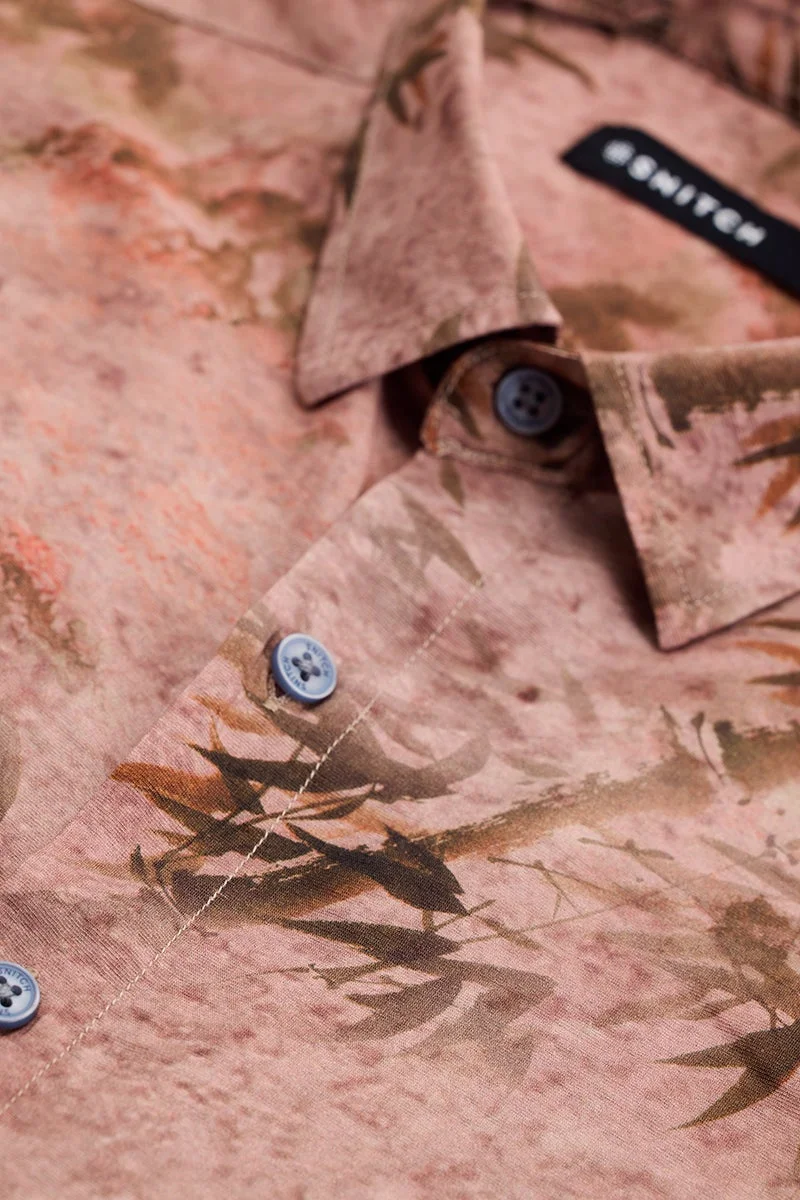 SNITCH Mauve Abstract Slim Fit Shirt