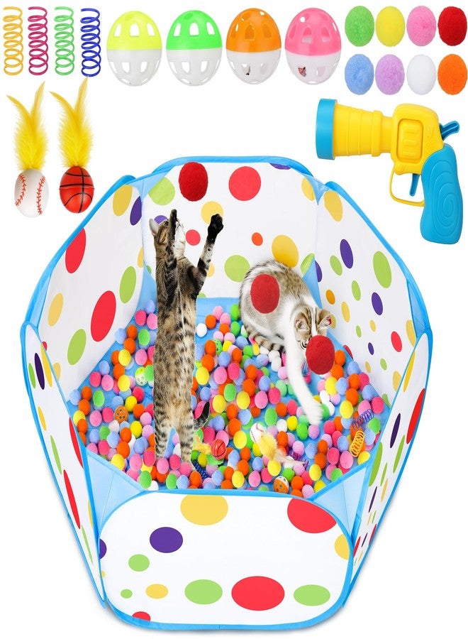 Palksky Interactive Cat Toys with Cat Ball Pit, Toy Balls, Ball Launcher, Spring Toys for Bored Indoor Cats Self Play, Enrichment Toy for Fun and Exercise - Image 1