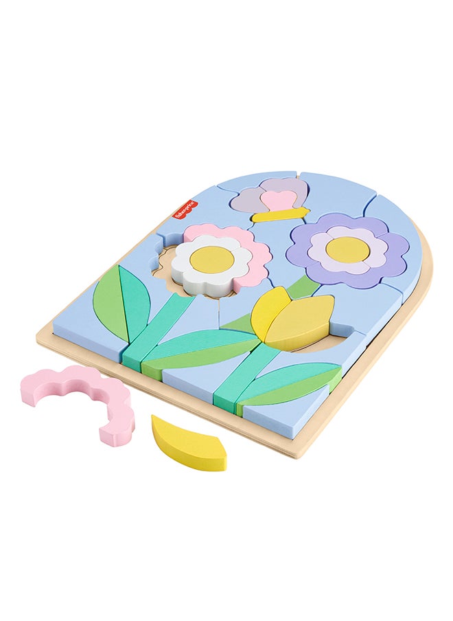 Fisher-Price - Wood Preschool Toy Flower Puzzle Blocks, 38-Piece Wooden Stacking Set For Developmental Play Kids Ages 3+ Years - Image 1
