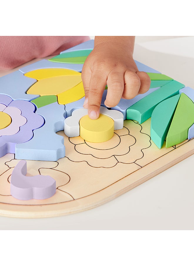 Fisher-Price - Wood Preschool Toy Flower Puzzle Blocks, 38-Piece Wooden Stacking Set For Developmental Play Kids Ages 3+ Years - Image 1