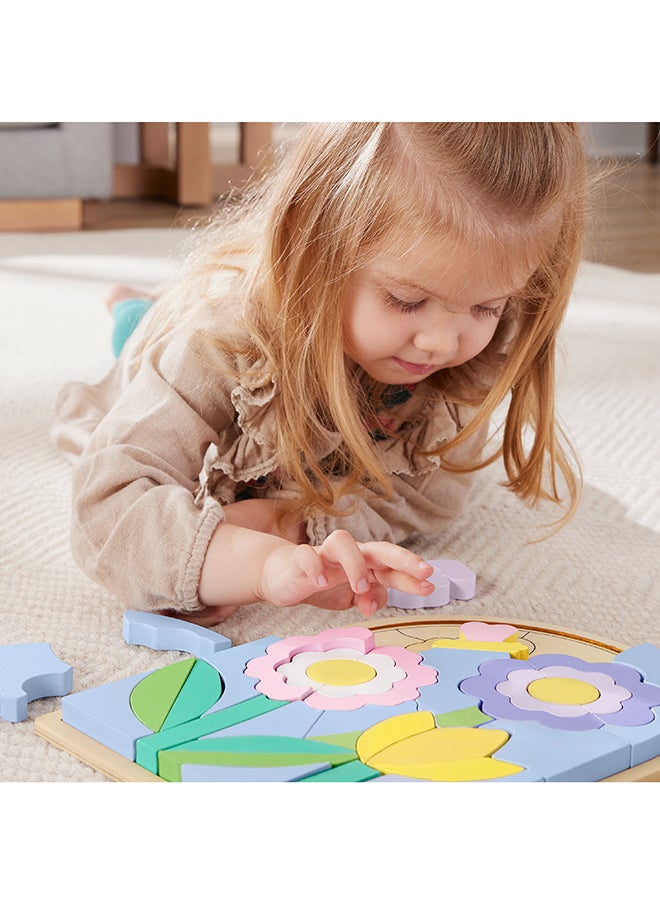 Fisher-Price - Wood Preschool Toy Flower Puzzle Blocks, 38-Piece Wooden Stacking Set For Developmental Play Kids Ages 3+ Years - Image 1