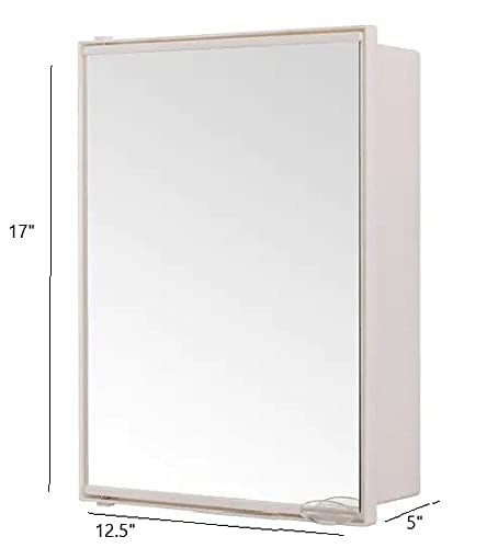 NAVRANG INNOVATIONS NAVRANG INNOVATIONS Plastic Neo Mini Bathroom Cabinet with Mirror and Shelves White 125X17inches - Image 2