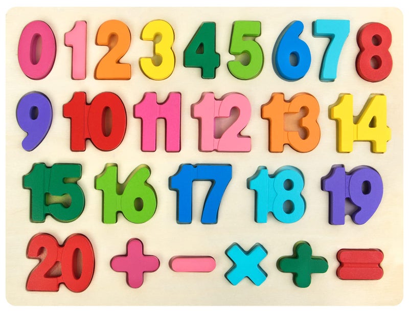 Attmu Number Puzzle Wooden Puzzles for Toddlers 1 2 3 4 5 Year Old, Shape Learning Puzzles Toys with Puzzle Board & Number Blocks, Preschool Educational for Girls Boys - Image 1