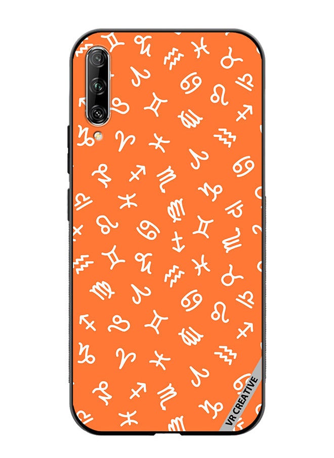 VR CREATIVE - Protective Case Cover For Huawei Nova Y9S Orange Seamless Pattern With White Zodiac Signs Design Multicolour - Image 1