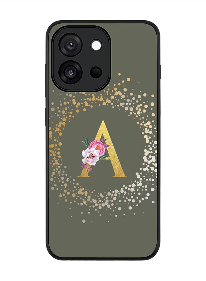 For OnePlus 13s / 13T Case,Slim fit Camera Protection, Shockproof Thin Phone cover  - Custom Monogram Floral - A  (Olive Green )