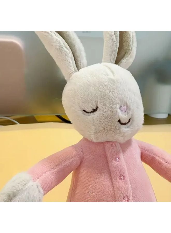 1pc Pink Soft Plush Rabbit Stuffed Animal Cute Bunny with Expressive Eyes Fluffy Ears - Image 4