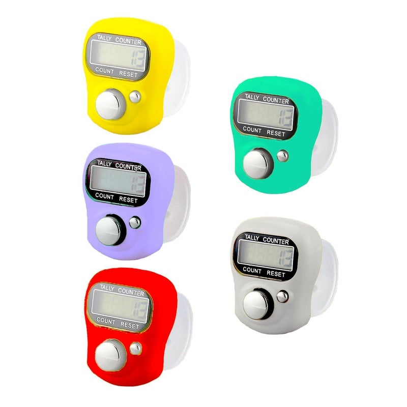 CESHTA Mini Hand Tally Counter 5 Pcs - Finger Ring Digital Electronic Counter Machine Hand Counter Mantra Counter Chant Counter Tasbeeh Counter Prayer Counter Japa Mala Counter Cricket Umpire Count - Image 1