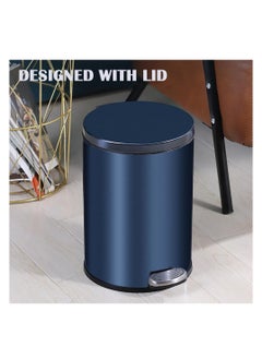 CityRiya-Long Stainless Steel Pedal Bin, Smudge Resistant Trash Can with Foot Pedal and Soft-Close Lid Round, Hands Free Garbage Bin for Kitchen Living Room Bathroom Office and Hotel (White, 12L)  - Image 4